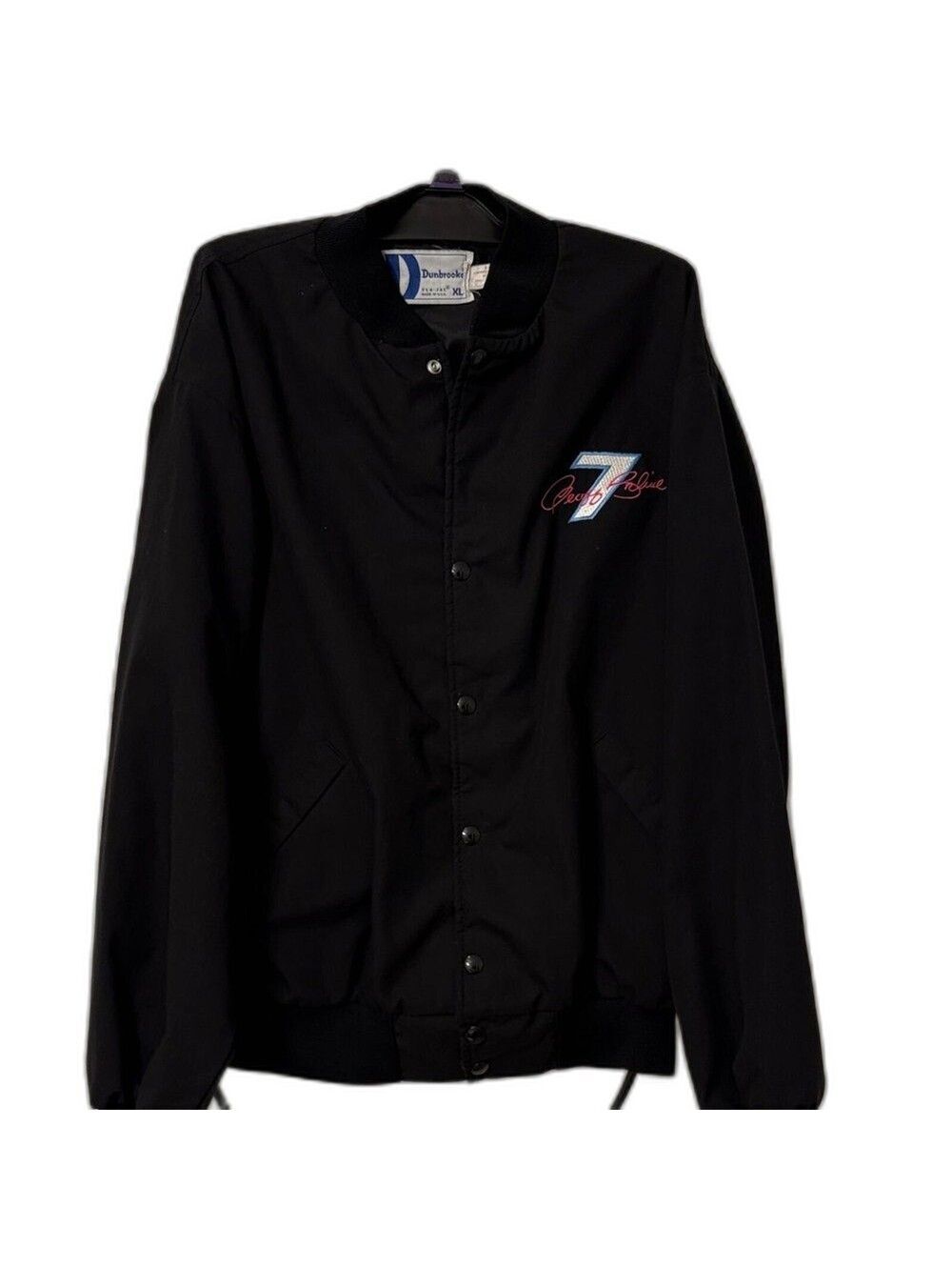 Dunbrooke Vintage #7 Nascar Racing Jacket Black Geoff Bodine Size XL